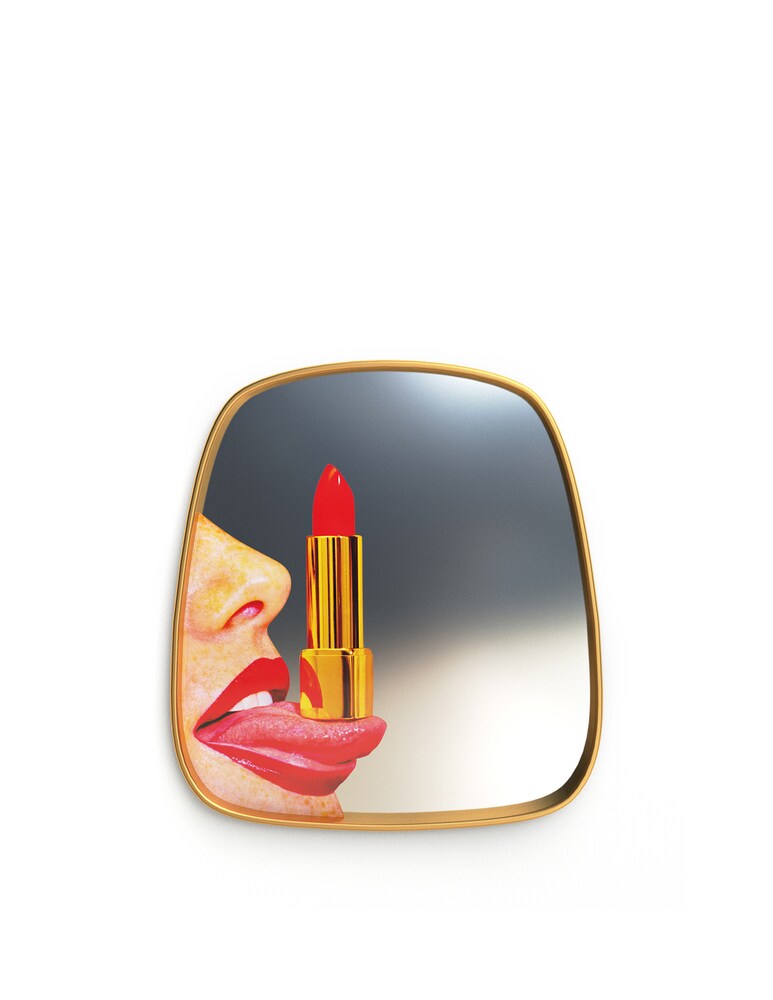 Seletti Specchio Con Cornice Legno "Toiletpaper" Tongue - Multicolor