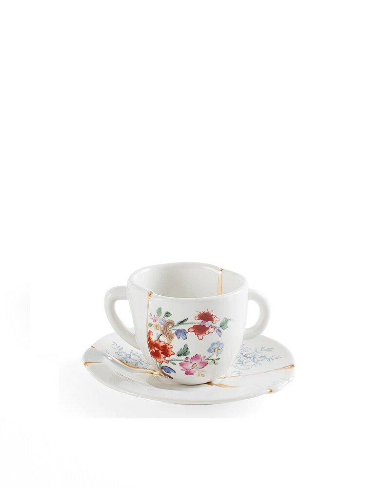 Seletti Tazzina Da Caffè Con Piattino In Porcellana "Kintsugi-N'1" - Multicolor