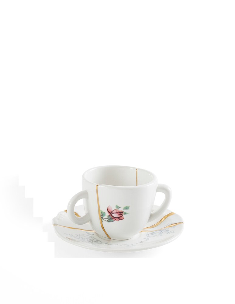 Seletti Tazzina Da Caffè Con Piattino In Porcellana "Kintsugi-N'1" - Multicolor