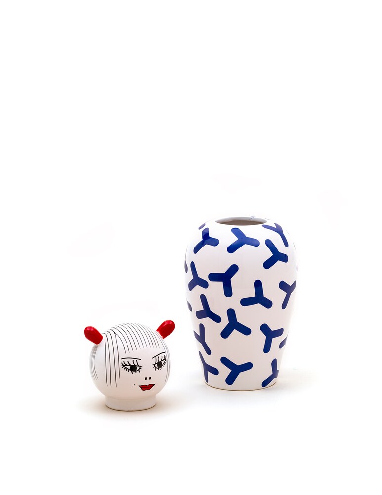 Seletti Vaso In Dolomite Con Coperchio "Le Canopie-Zoé" - Multicolor