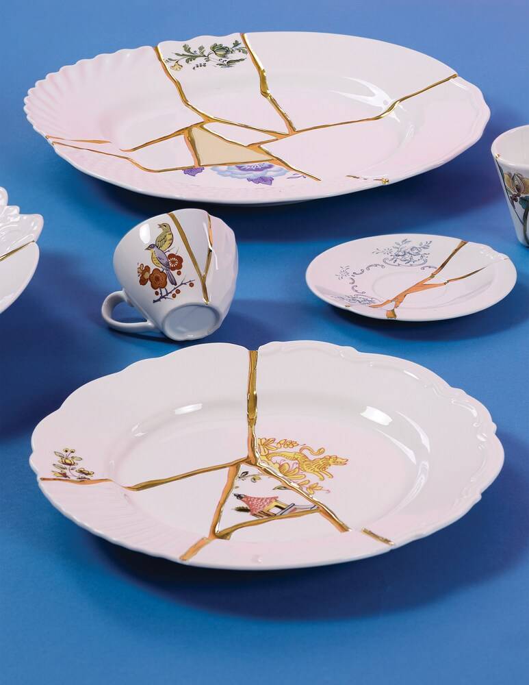 Seletti Vassoio In Porcellana "Kintsugi" - Bianco
