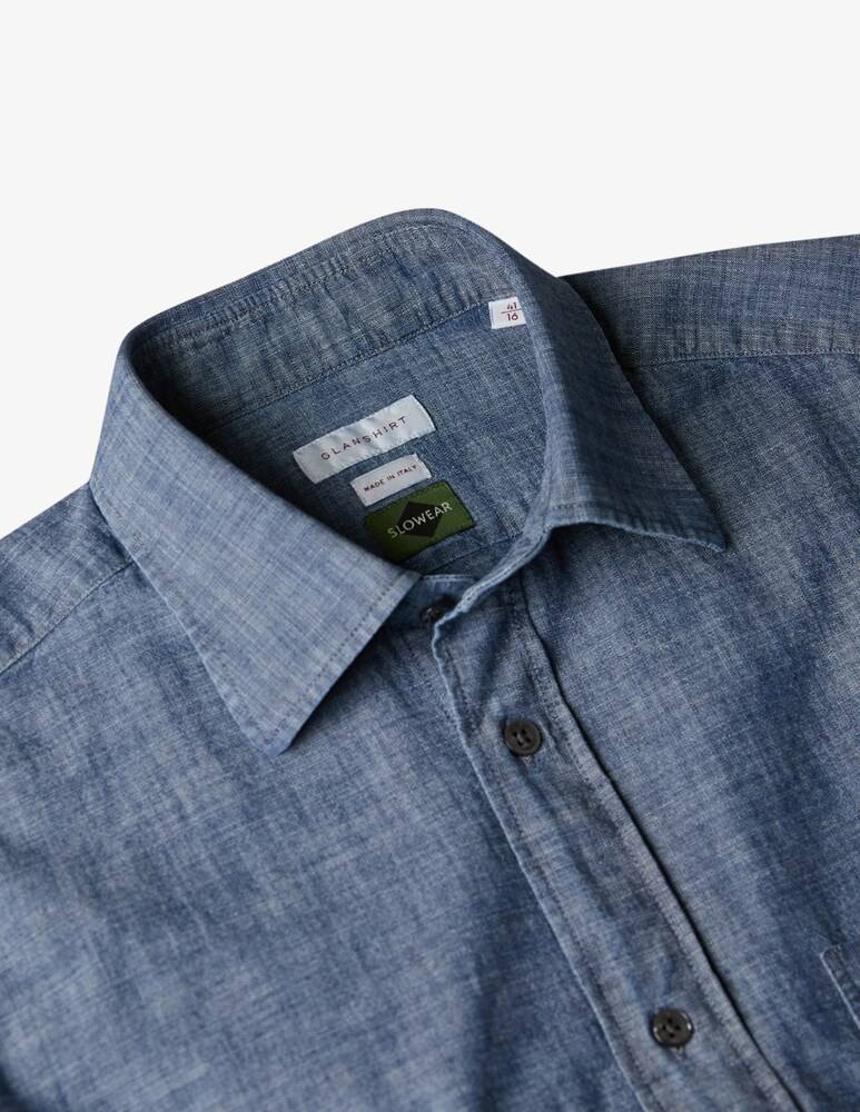 Slowear Glanshirt Camicia Regular Fit In Chambray Di Cotone