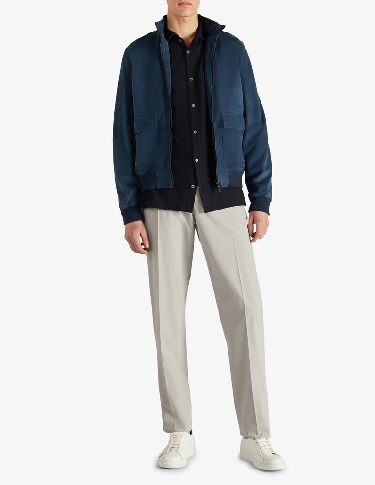 Slowear Incotex Pantalone Straight Fit In Tekno Popeline Certificato