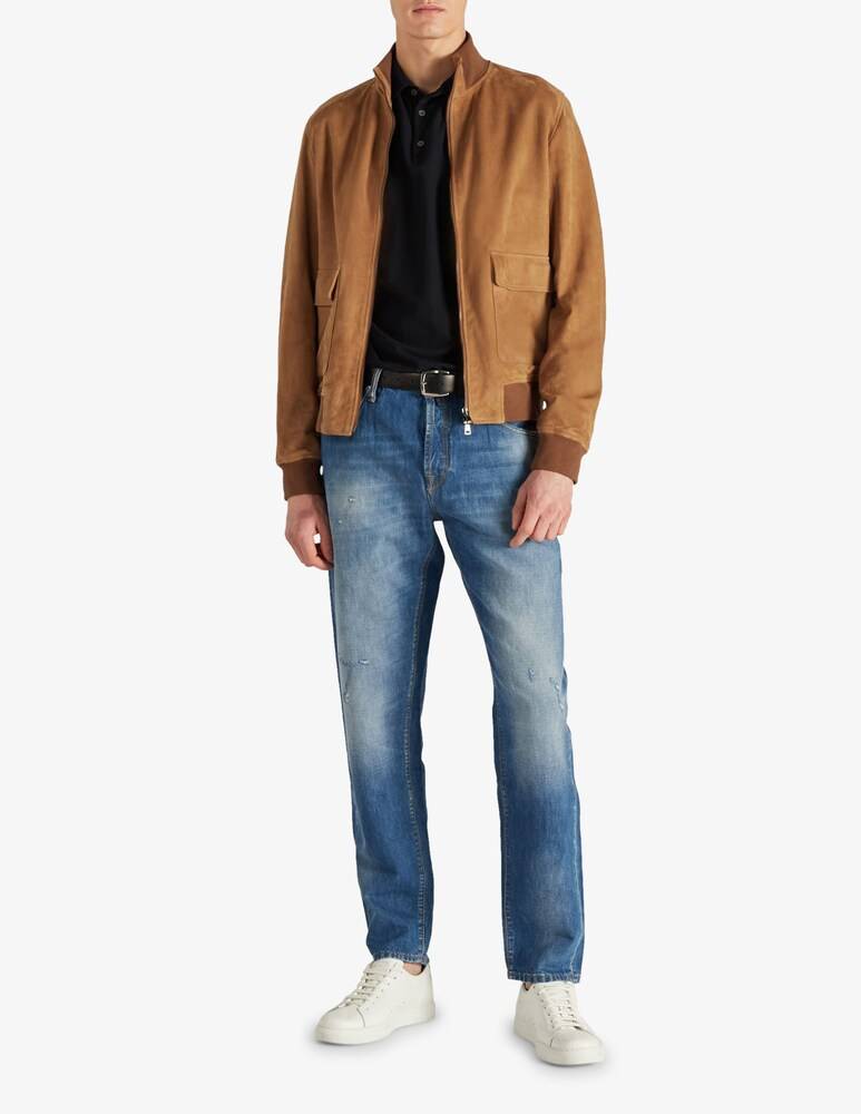 Slowear Montedoro Bomber Regular Fit In Pelle Suede