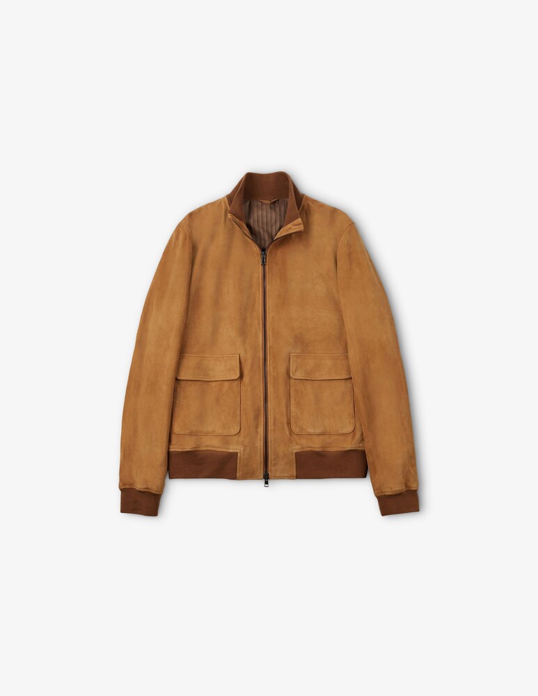 Slowear Montedoro Bomber Regular Fit In Pelle Suede