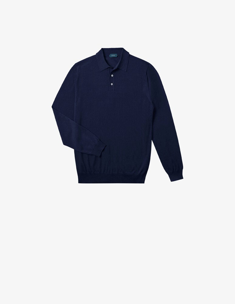 Slowear Zanone Polo Manica Lunga Slim Fit In Flexwool Certificato