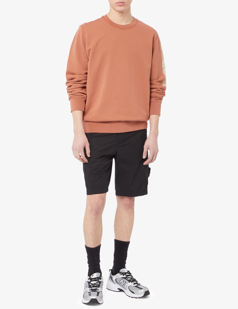 Stone Island Felpa Girocollo Scritta Manica