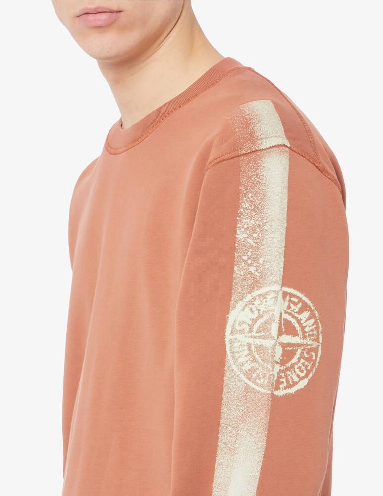 Stone Island Felpa Girocollo Scritta Manica