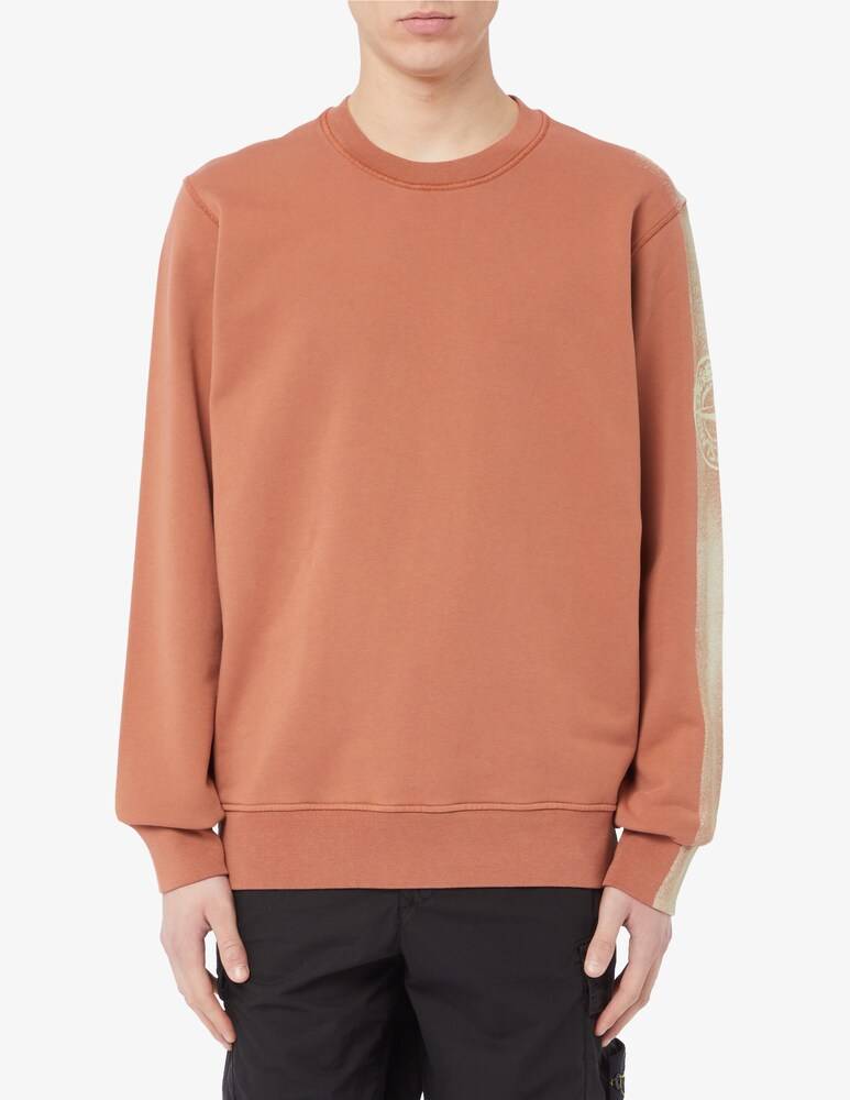 Stone Island Felpa girocollo scritta manica