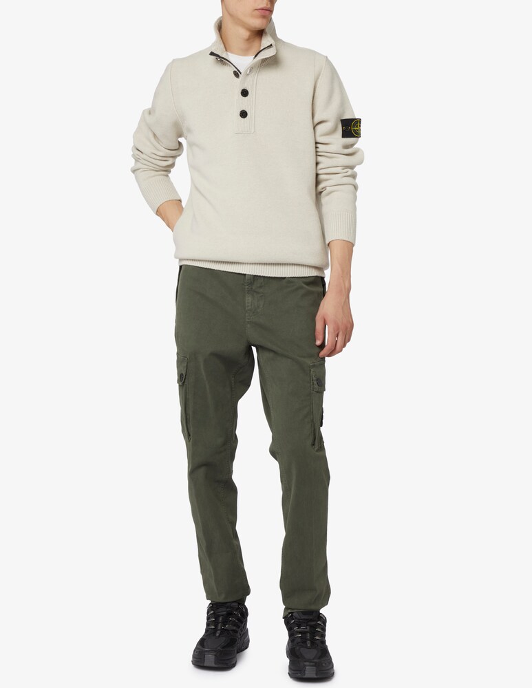 Stone Island Maglione Polo Mezza Zip Bottoni
