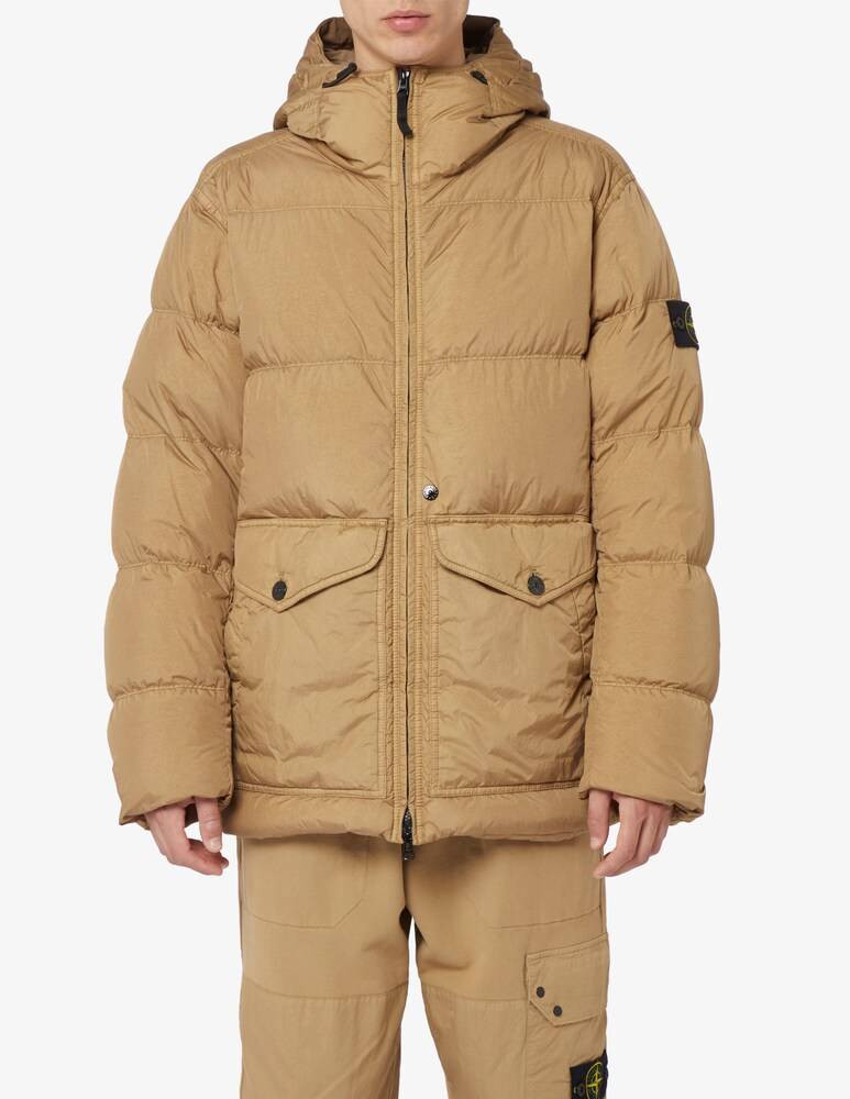 Stone Island Piumino crinkle con cappuccio