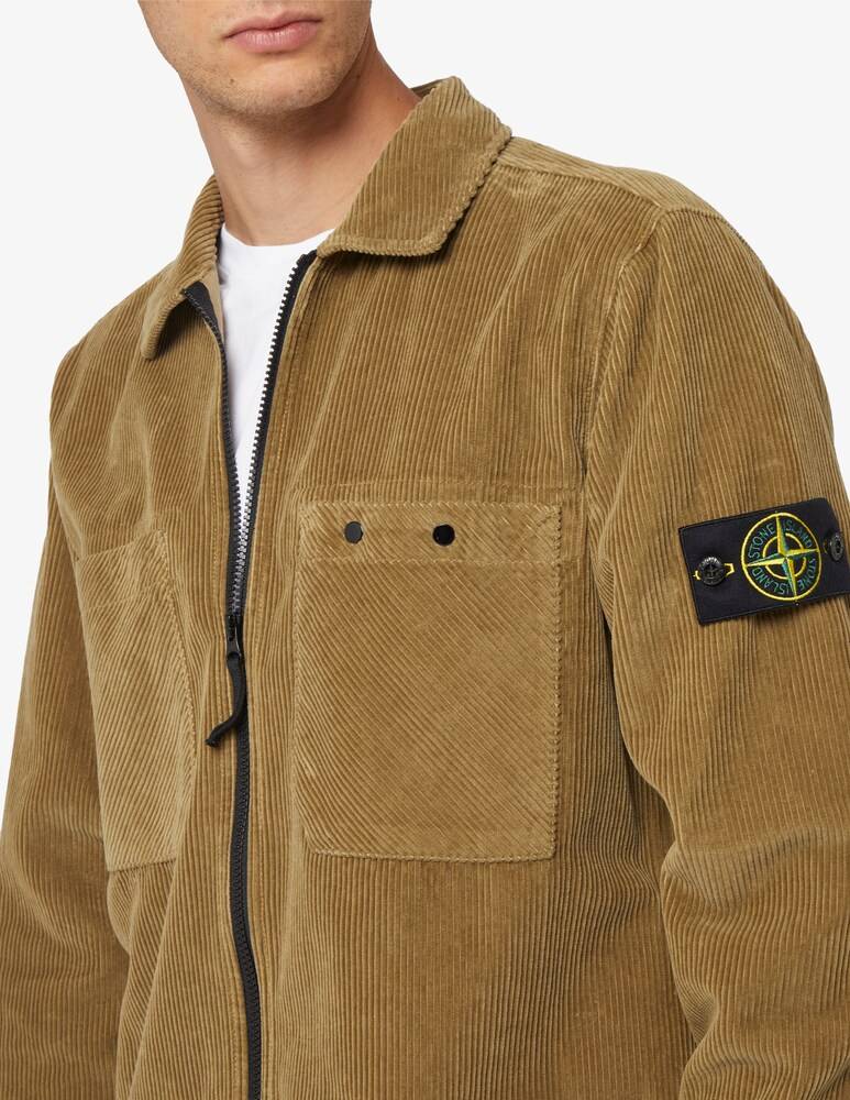 Stone Island Sovracamicia In Velluto Con Cerniera