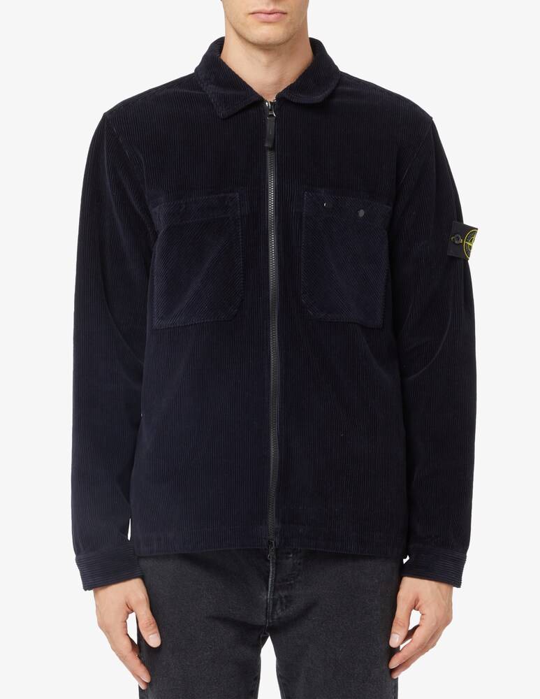 Stone Island Sovracamicia in velluto con cerniera