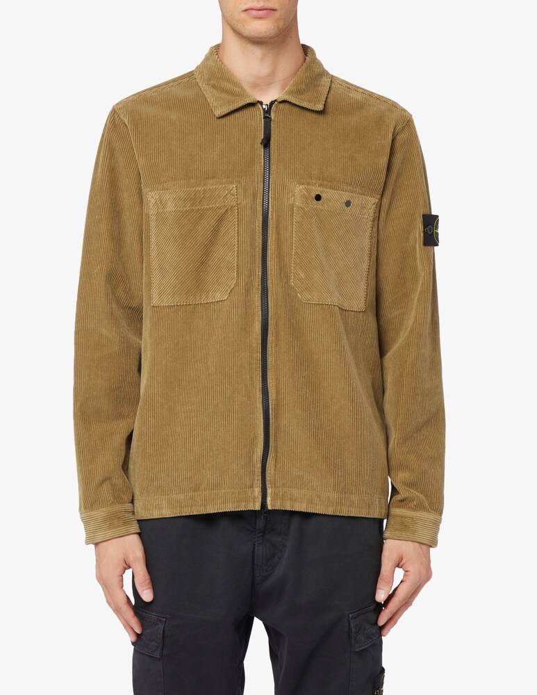 Stone Island Sovracamicia in velluto con cerniera