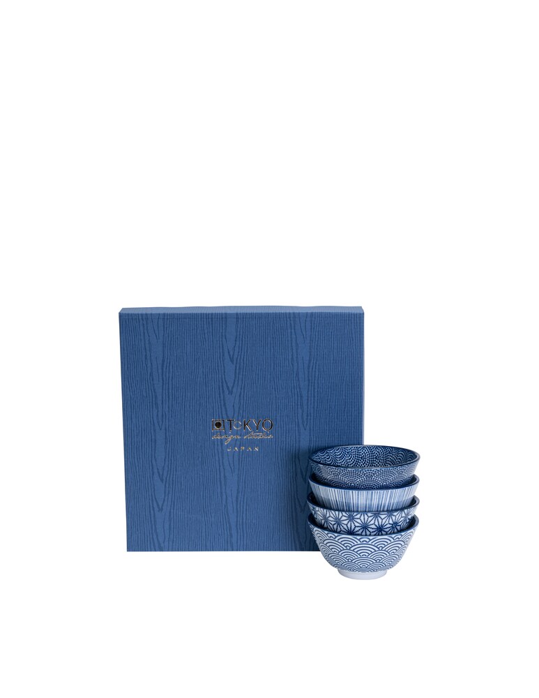 TOKYO Design Studio Ciotola Di Riso Box Regalo 4pz 12x6.4cm 300ml - Blu