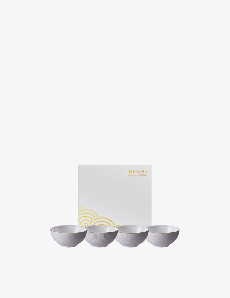 TOKYO design studio Ciotole Con Bordo In Oro Bianco Nippon Set 4 Pz - Bianco
