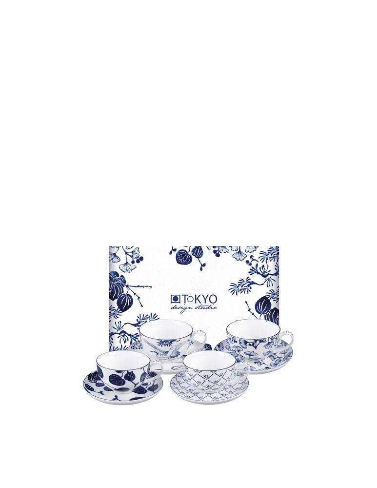 TOKYO design studio Flora Japonica tazza e piattino set regalo 8pz 250ml - Bianco