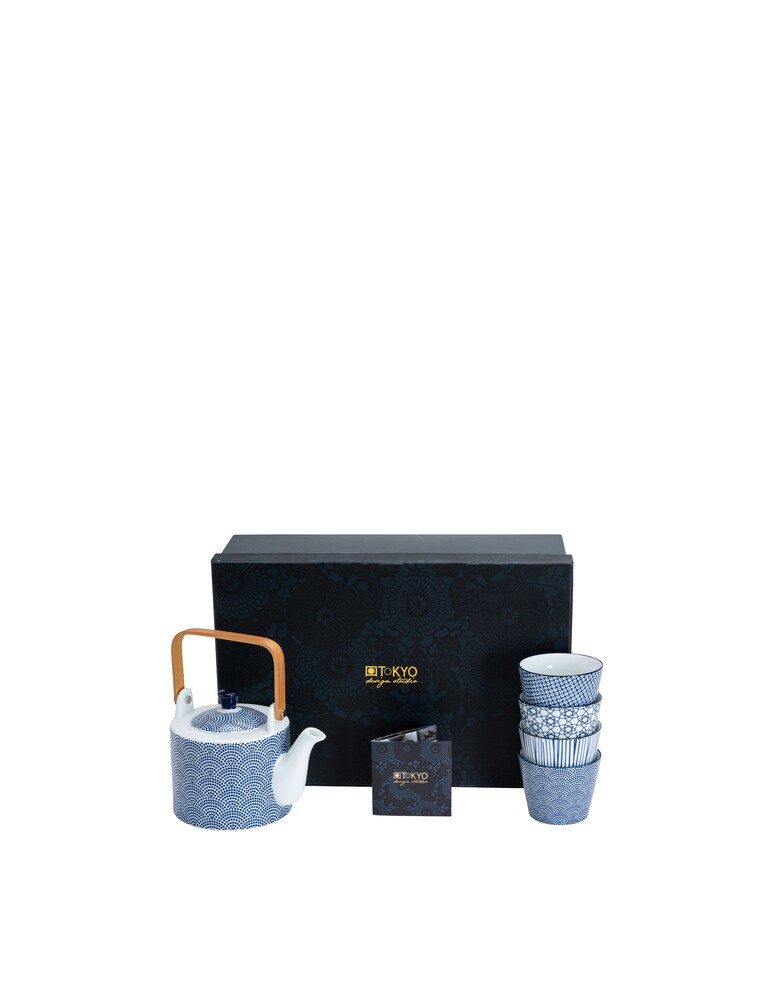 TOKYO design studio Set da tè punti 0.8lt Cups Lines Star Dots Wave - Blu