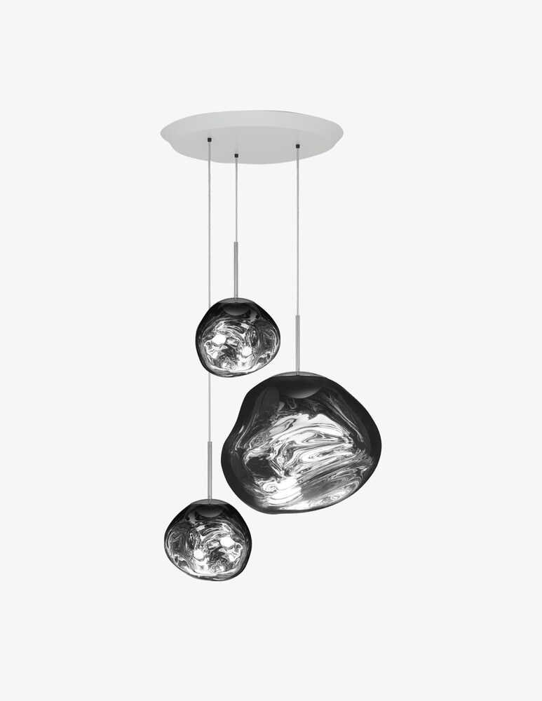 Tom Dixon Sistema A Sospensione Rotondo Melt Trio Led Cromo - Argento