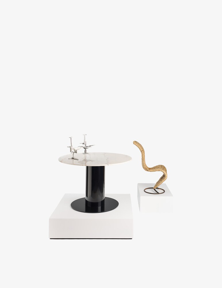 Tom Dixon Tube Wide Dining Table White Marble Top - Bianco