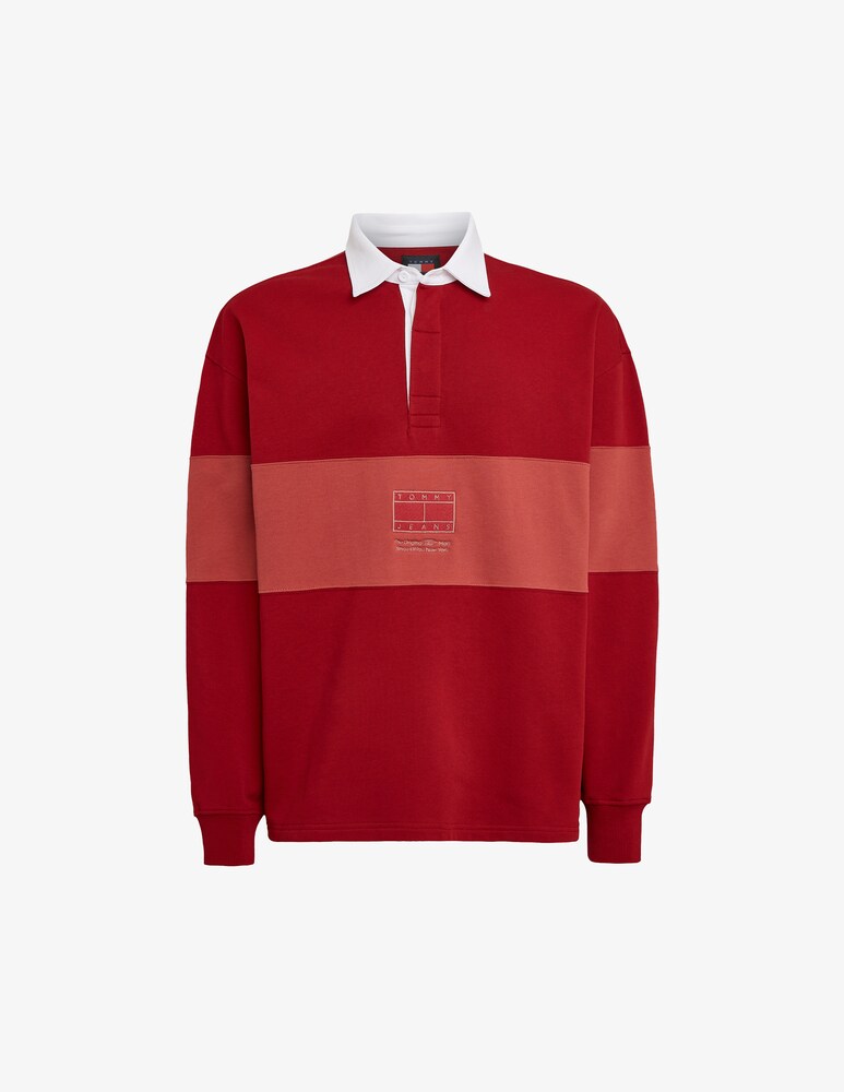 Tommy Jeans Polo Manica Lunga Rugby Tonal