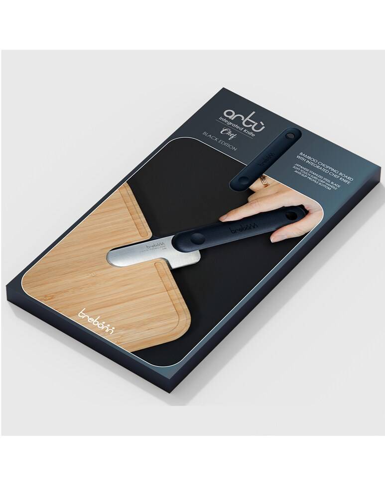 Trebonn Artù Black Editio Tagliere In Bambù Con Coltello Chef - Nero
