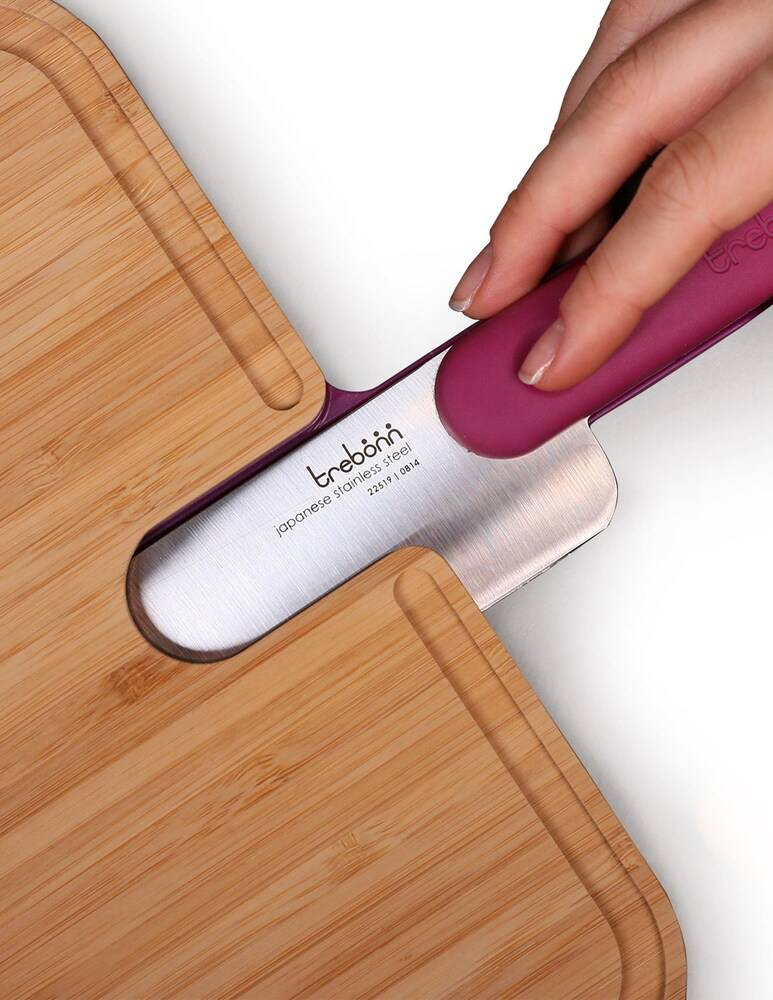 Trebonn Artù Tagliere In Bambù Con Coltello Chef - Viola