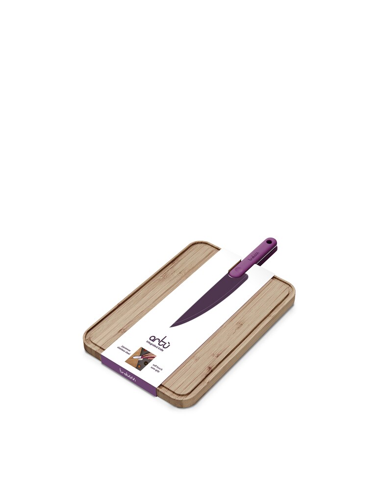 Trebonn Artù Tagliere In Bambù Con Coltello Chef - Viola