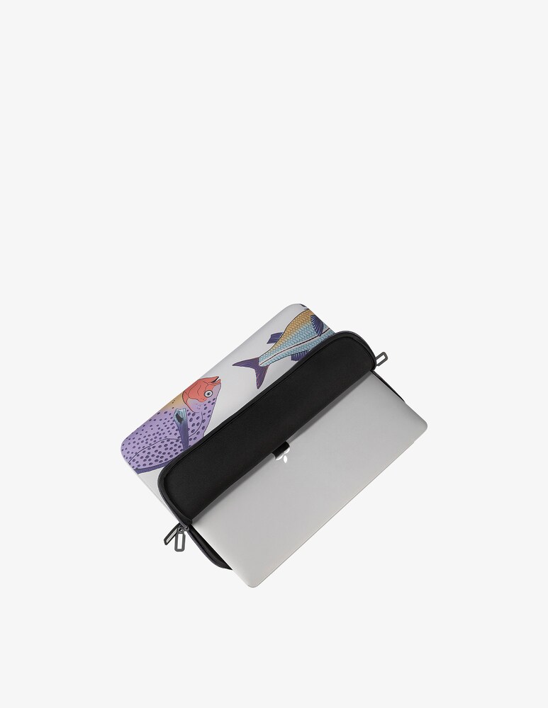 Tucano Sleeve Schizzo Pesci Custodia Mb 16" Bianco