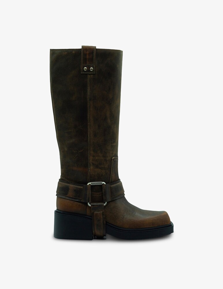 Vic Matié Stivale da sella biker in cuoio vintage