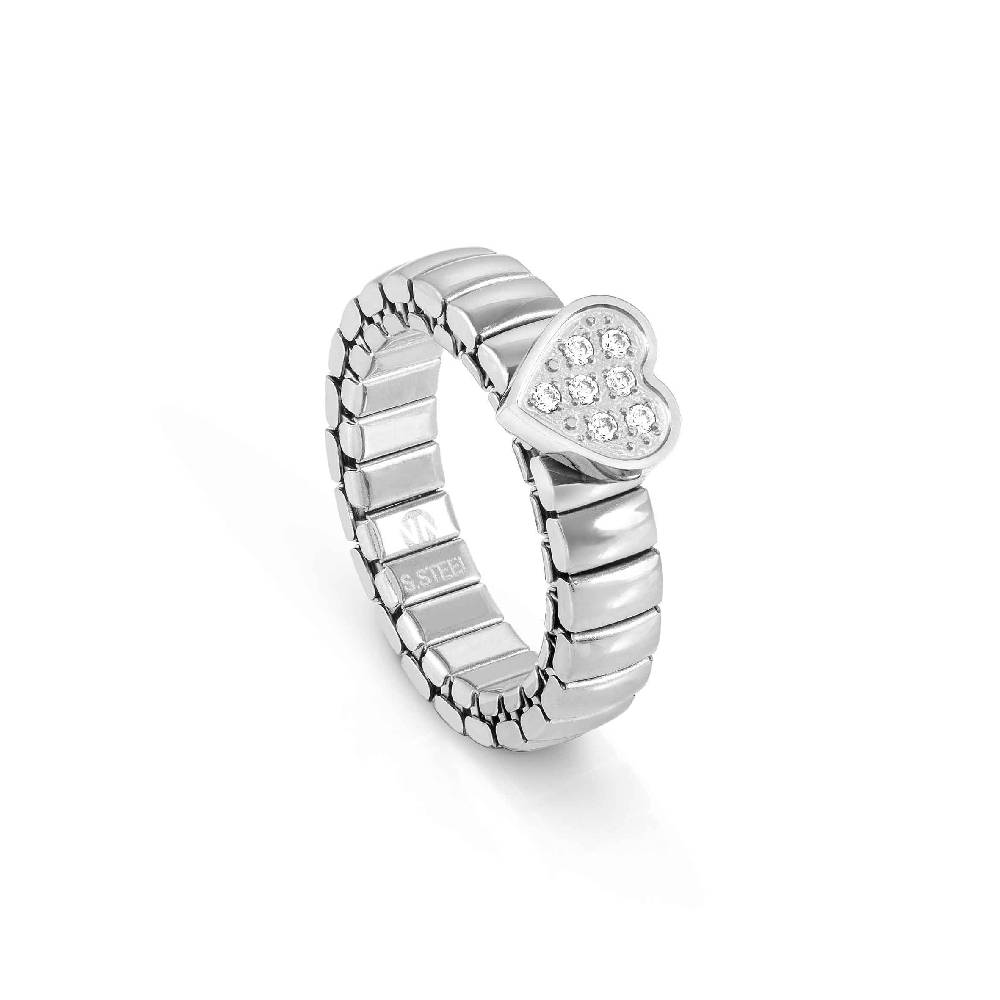 Nomination Anello Extension in Acciaio con Cuore e Pietre