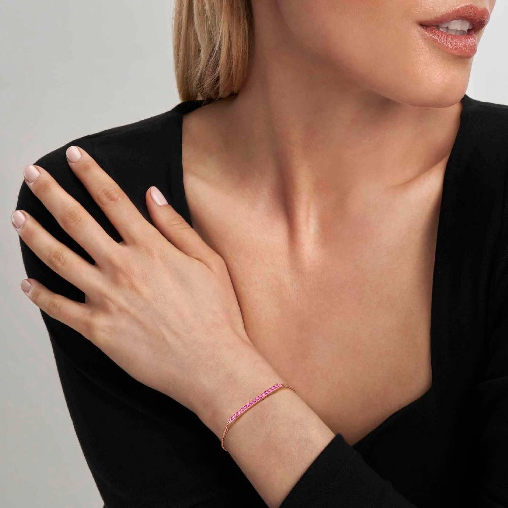 Nomination Bracciale Carismatica Centrale In Oro Rosa E Pietre Fucsia