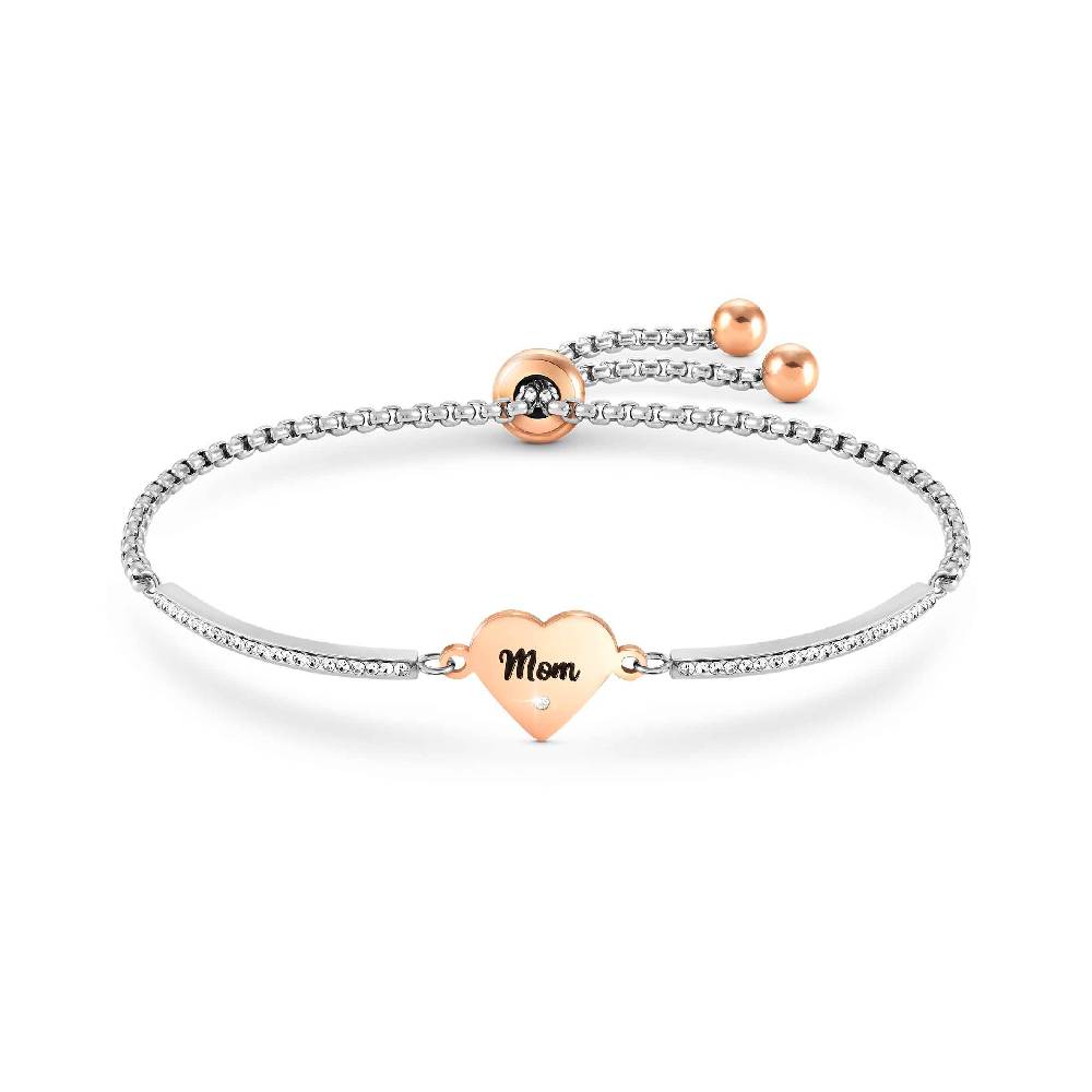 Nomination Bracciale Milleluci scritta Mom in PVD rosa e Cristalli