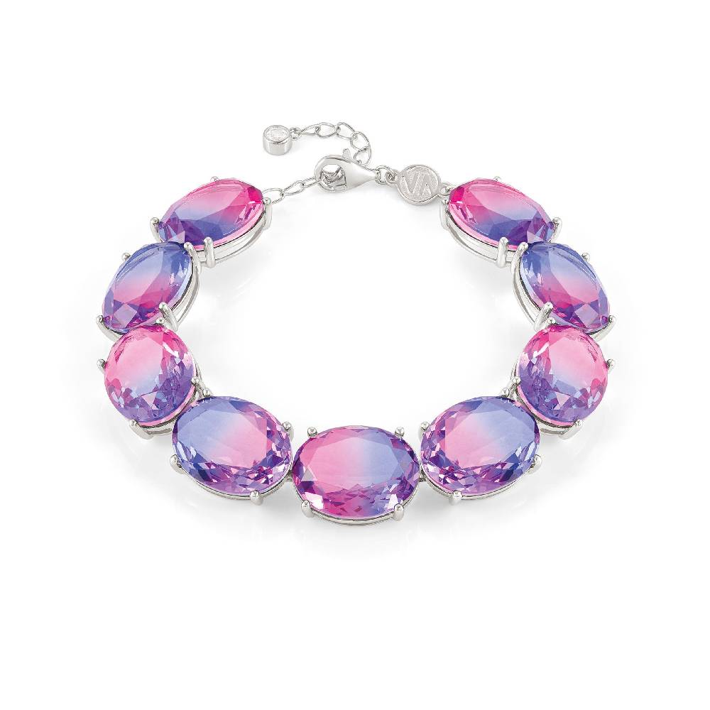 Nomination Bracciale Symbiosi con pietre grandi rosa e viola