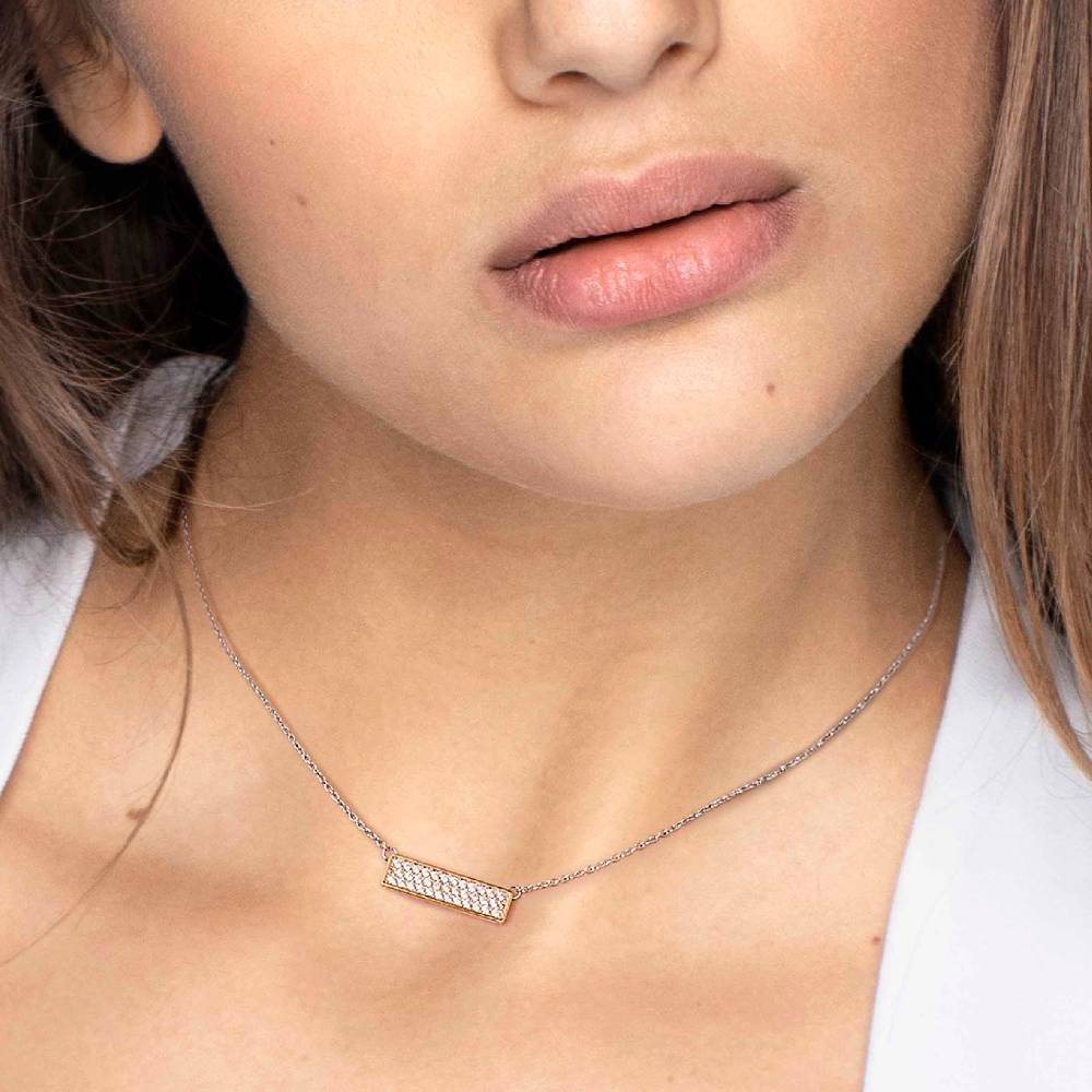 Nomination Collana BELLA LA VITA Con Targa In Pietre Bianche