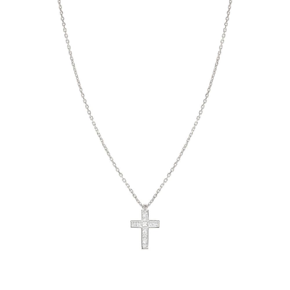 Nomination Collana Carismatica Croce In Argento E Cubic Zirconia Bianchi