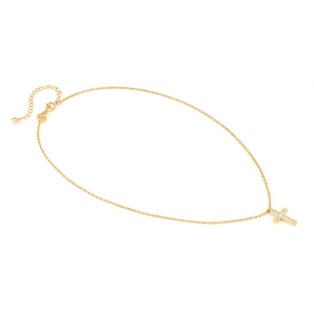 Nomination Collana Carismatica Croce In Oro Giallo E CubIc Zirconia Bianchi