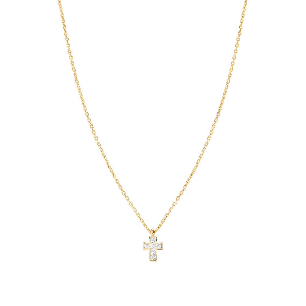 Nomination Collana Carismatica Croce Piccola In Oro Giallo E Pietre Bianche