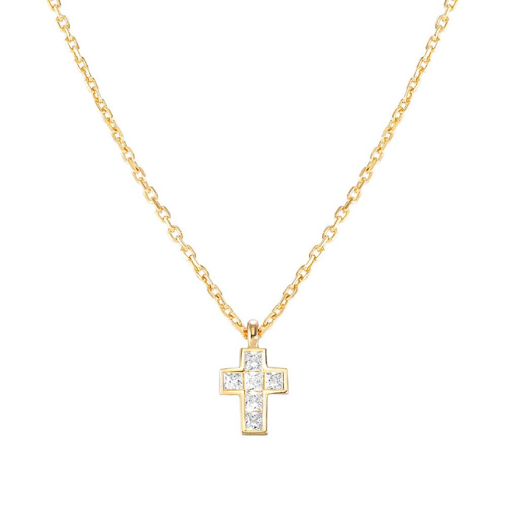 Nomination Collana Carismatica Croce piccola in Oro giallo e pietre bianche