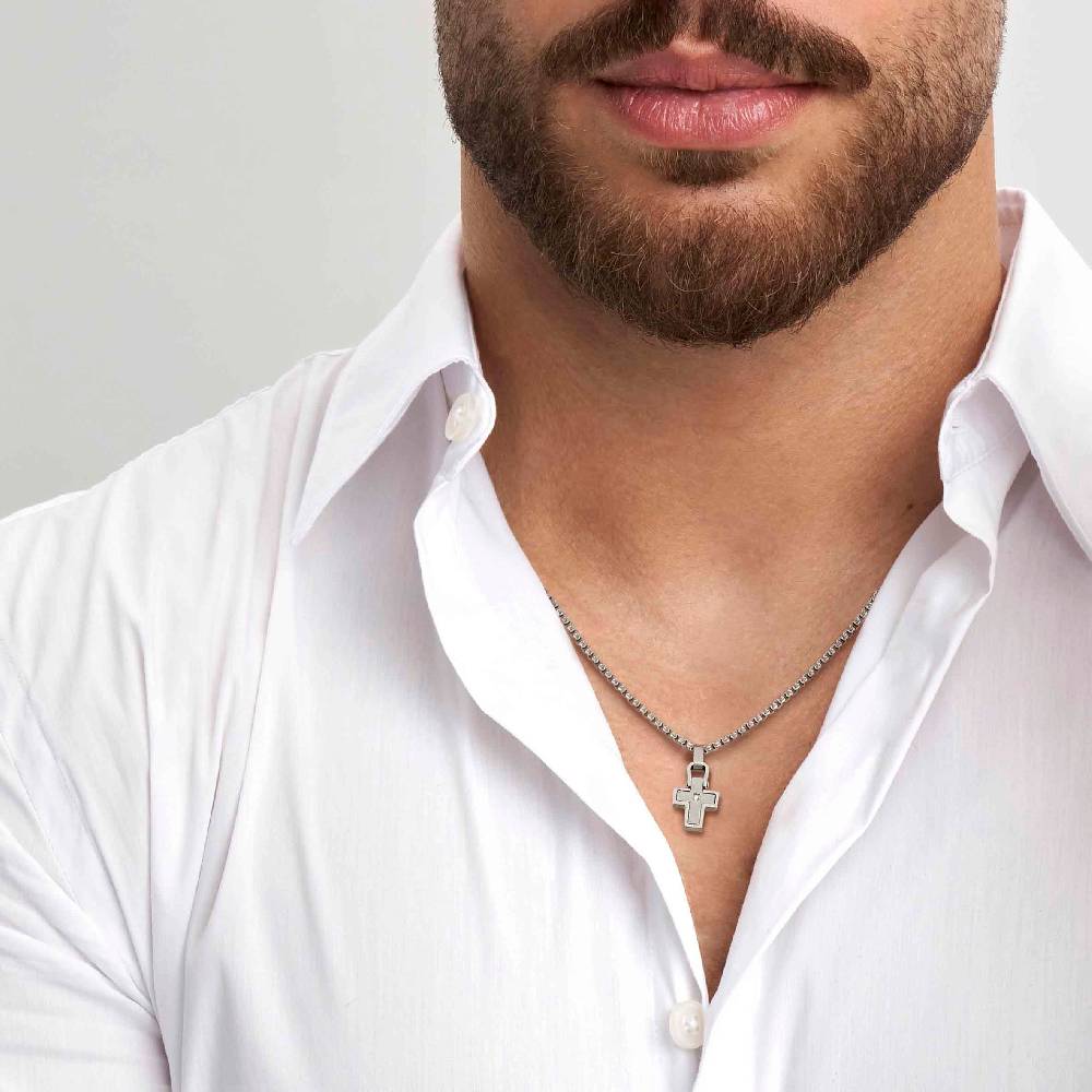 Nomination Collana ManVision Con Pendente Croce E Zircone
