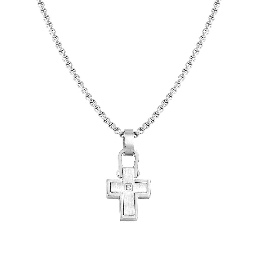 Nomination Collana ManVision Con Pendente Croce E Zircone