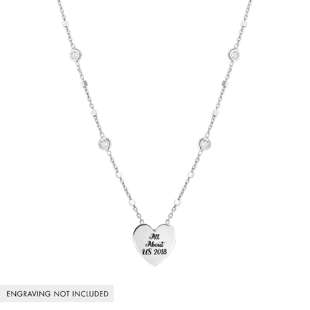 Nomination Collana Messaggi D'amore Cuore Incidibile E Pietre Bianche