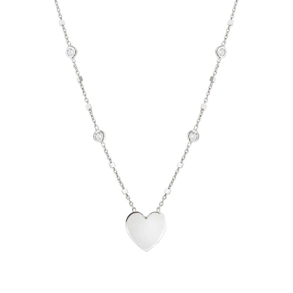 Nomination Collana Messaggi d'amore Cuore incidibile e Pietre bianche
