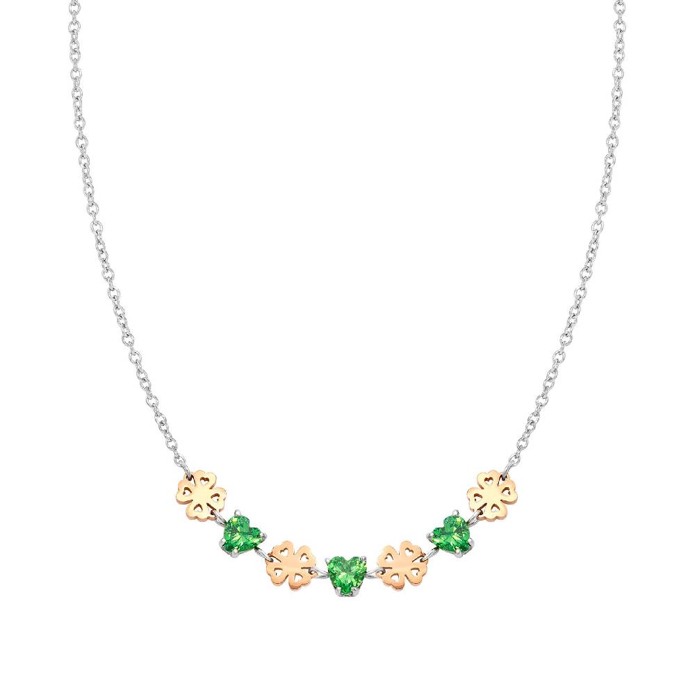 Nomination Collana Principessina pietre verdi e quadrifogli