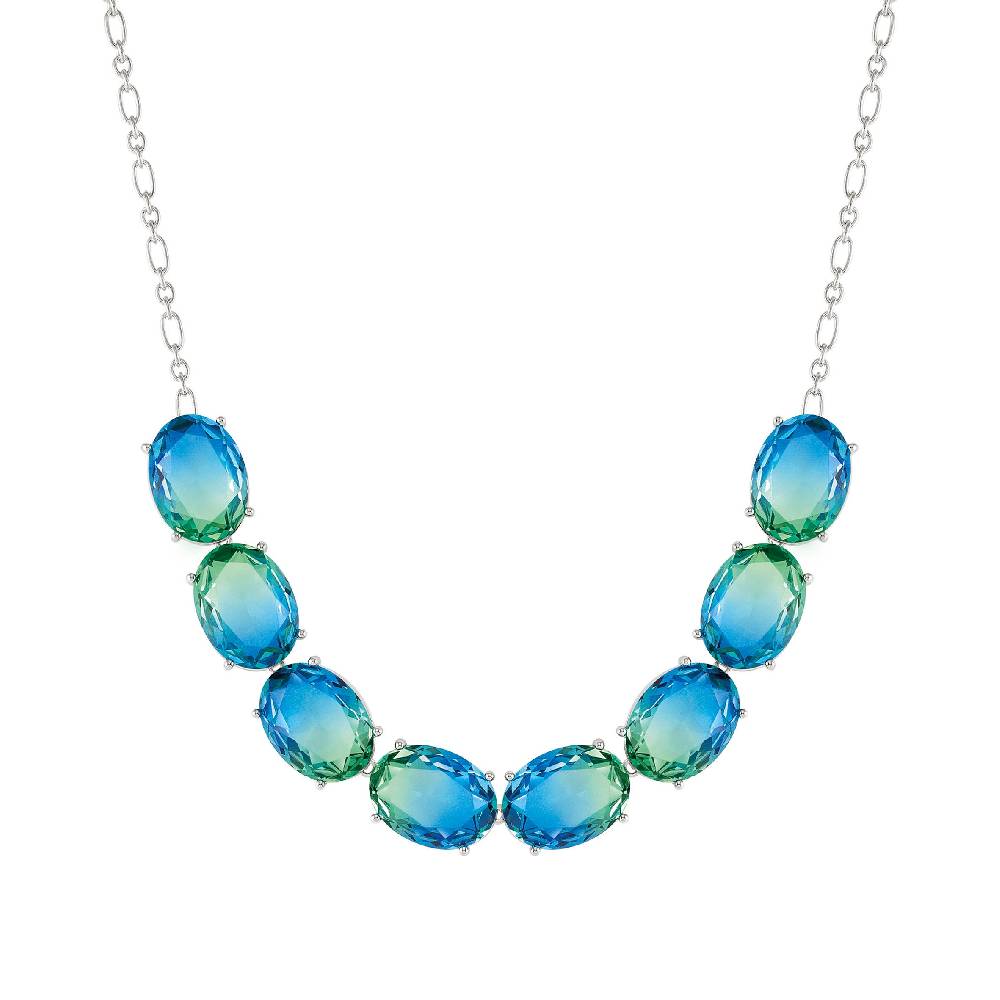 Nomination Collana Symbiosi con pietre Bicolor grandi celeste e verde