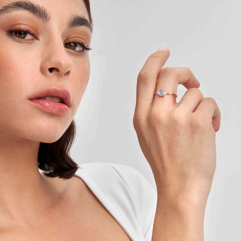 Nomination Anello Colour Wave Con Zircone Celeste