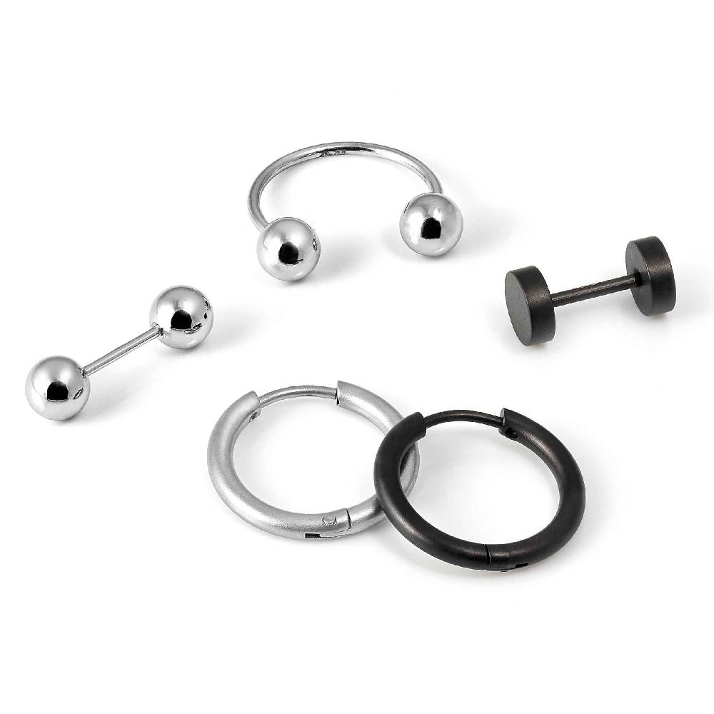 Nomination Set Di 5 Orecchini Uomo In Acciaio