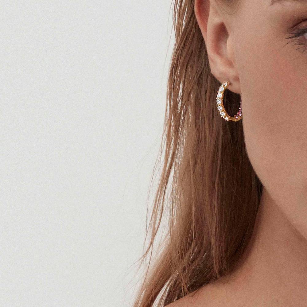 Nomination Orecchini A Cerchio Chic&Charm Joyful Edition Pietre Rosa E Bianche