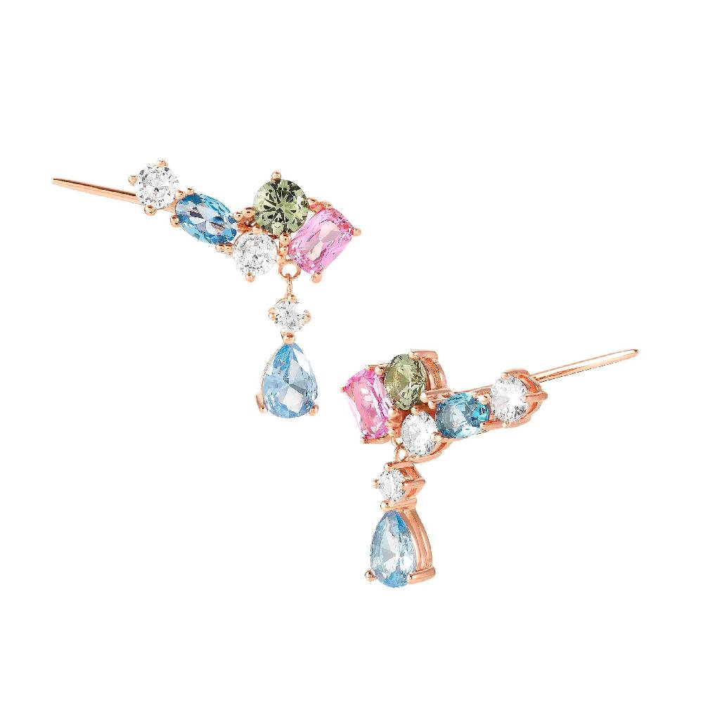 Nomination Orecchini Climber Colour Wave con Zircone Pendente