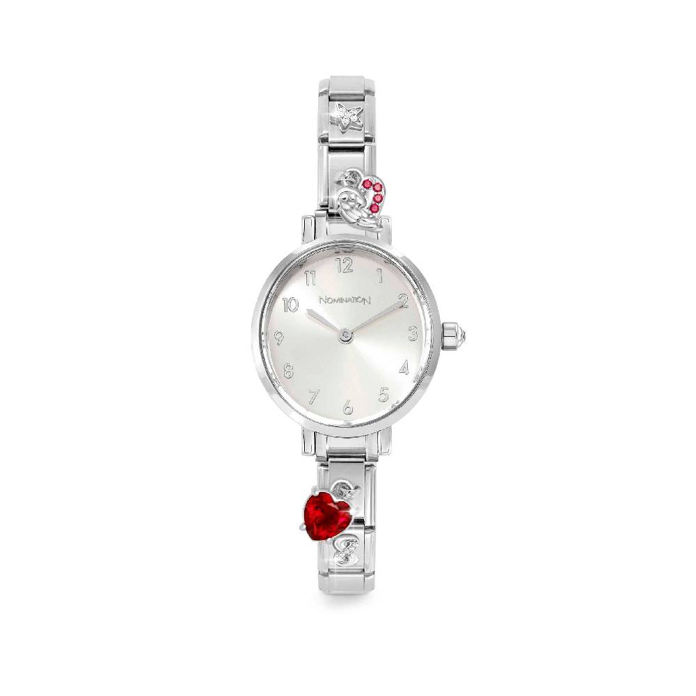 Nomination Orologio Time Ovale Argento con 4 Link decorati sul Cinturino